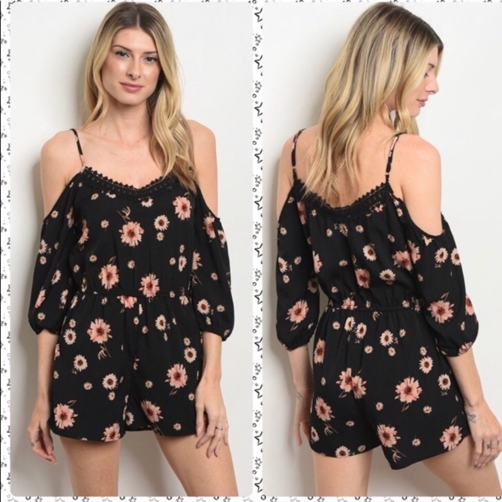 Floral cold shoulder romper
